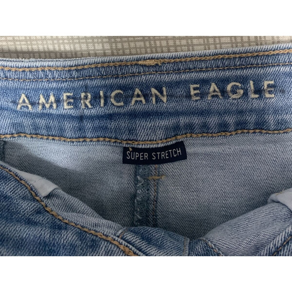 American Eagle Womens 4 Hi Rise A Line Skirt Light Blue Wash Jean Button Down - Picture 5 of 7